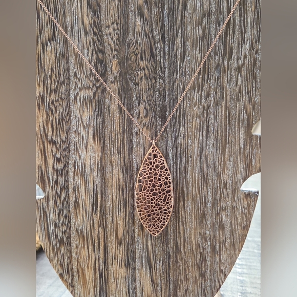 Park Lane Rose Gold Filigree Leaf Necklace - Picture 2 of 4